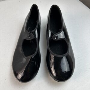 ABT American Ballet Theatre Girls Black Patent Tap Shoes Size 11.5